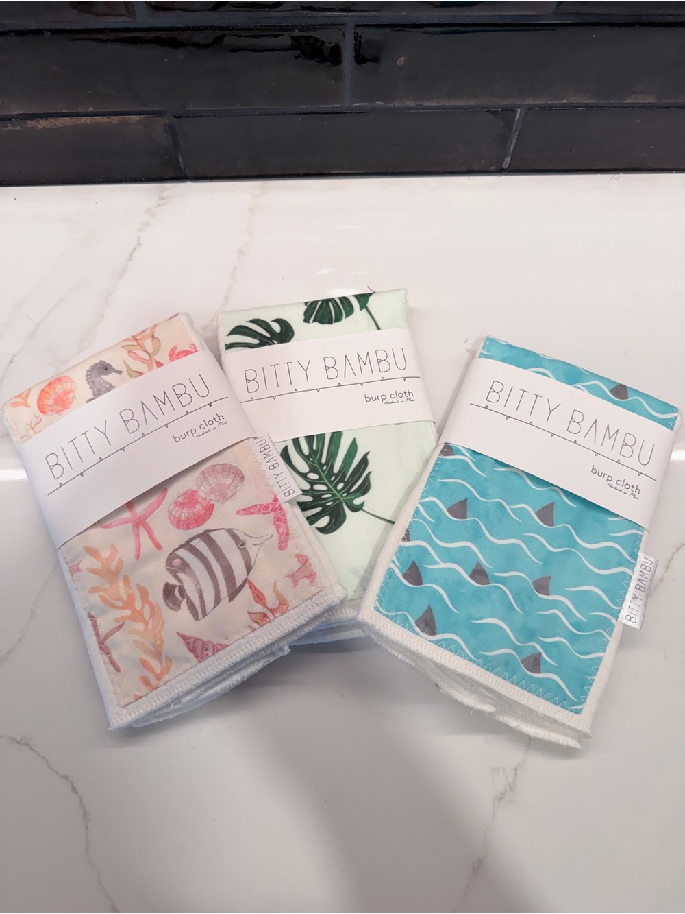 Burp Cloth Set - Ocean, Mint & Coral + wash cloths